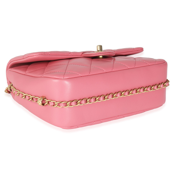 Chanel Pink Quilted Calfskin Chain Around Mini Square Flap Bag - Picture 8 of 8